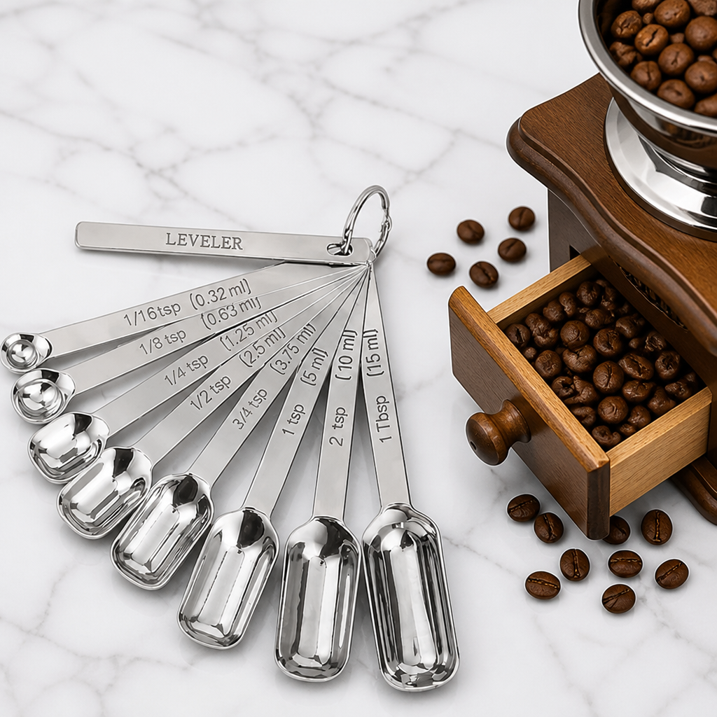 Stainless Steel Measuring Spoon Set with Engraved Scales