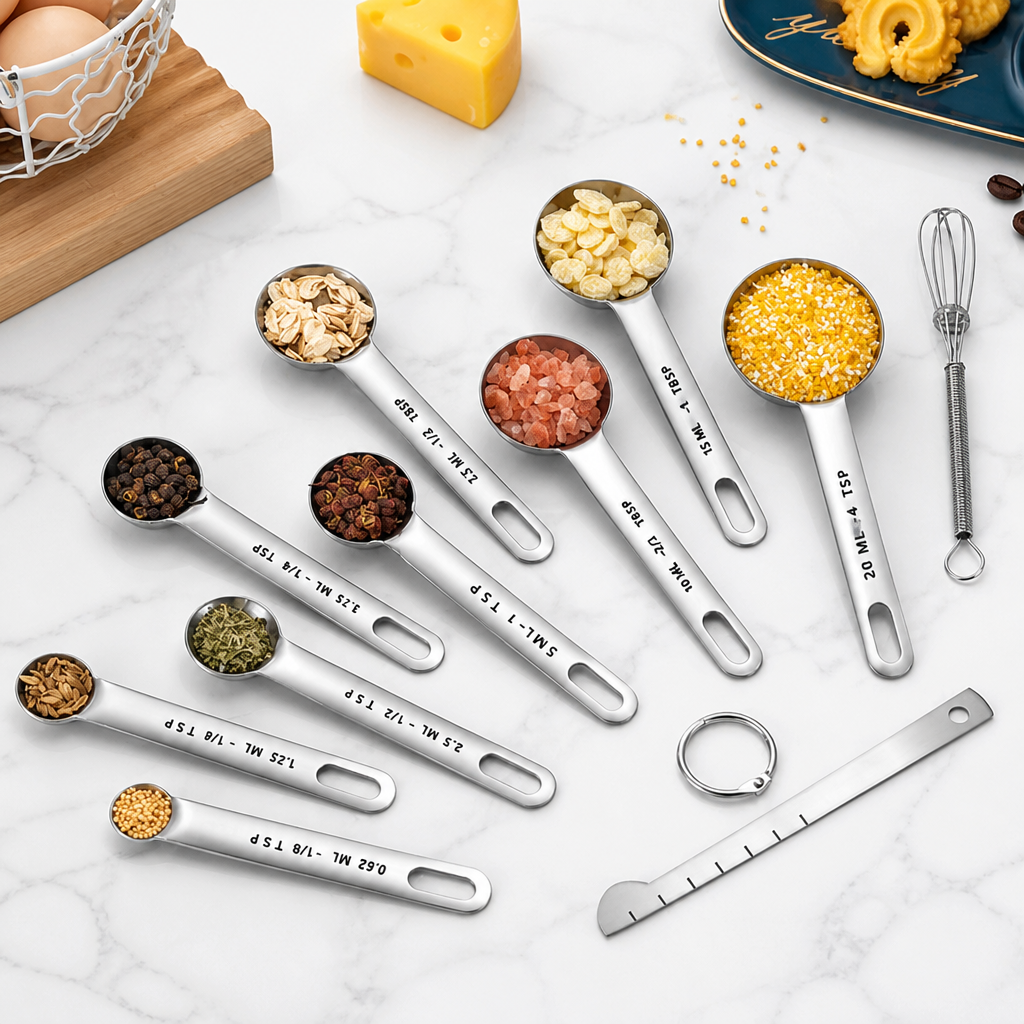 Stainless Steel Measuring Spoon Set for Baking Cooking and Spices