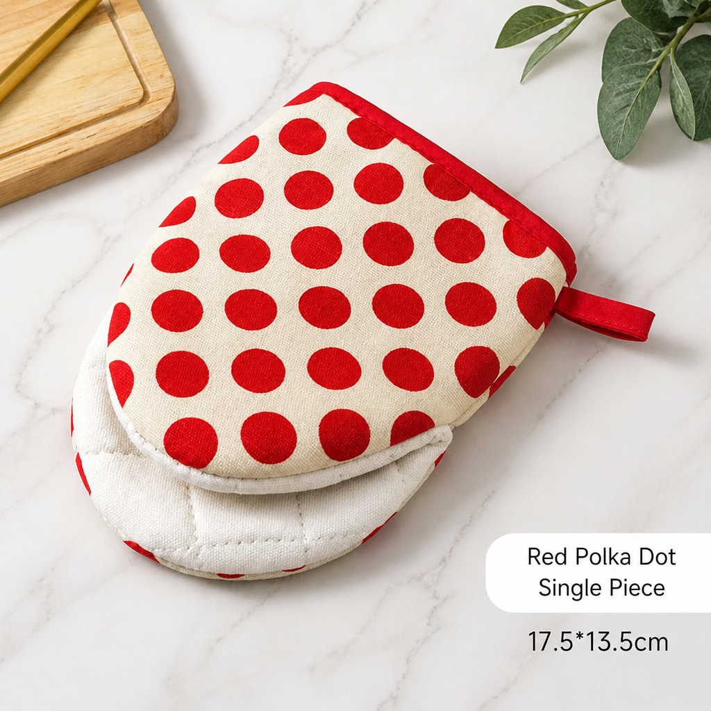 Thickened Cotton Polka Dot Oven Mitt for Baking and Cooking
