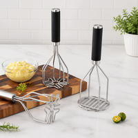 Stainless Steel Double Layer Potato Masher with Ergonomic Handle