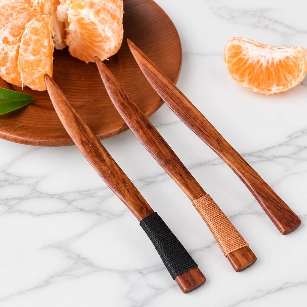 Creative Wooden Dessert Fork for Fruit and Snack Serving