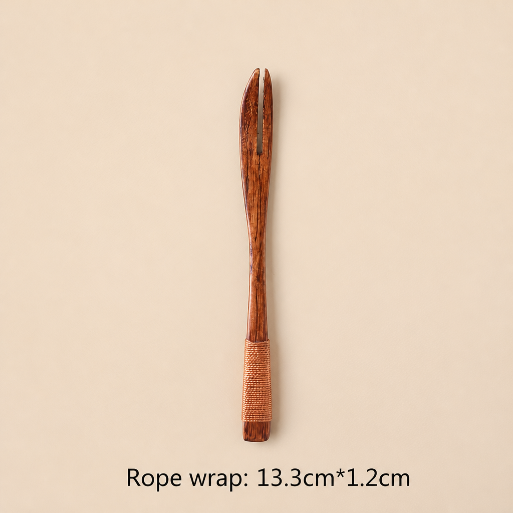 Creative Wooden Dessert Fork for Fruit and Snack Serving