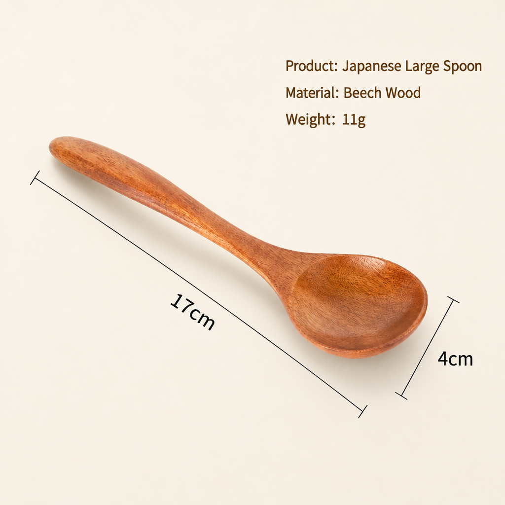Natural Wooden Soup Spoon for Dining and Desserts