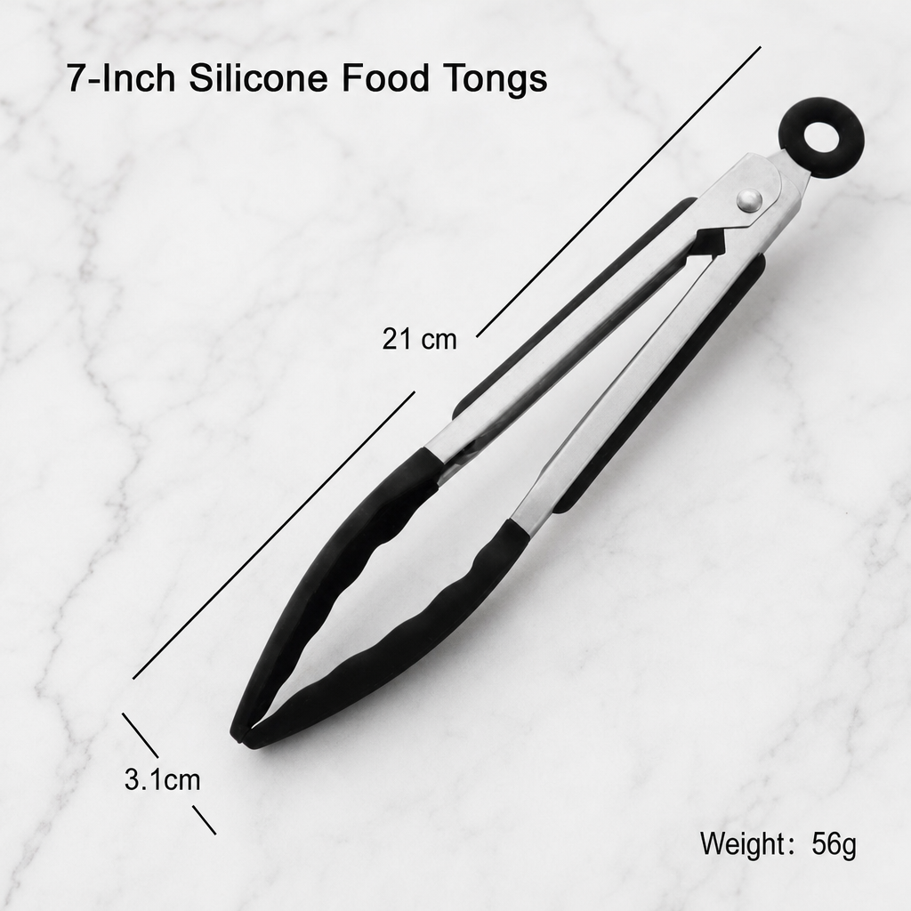 Heat Resistant Silicone Food Tongs for BBQ Grilling and Cooking