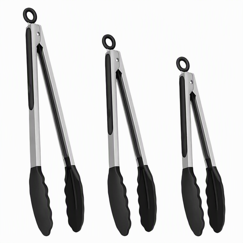 Heat Resistant Silicone Food Tongs for BBQ Grilling and Cooking