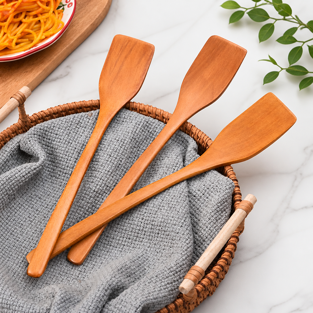Natural Wooden Cooking Spatula for Nonstick Pans and Frying