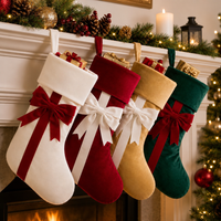 45cm Velvet Christmas Stocking with Bow