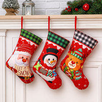 20cm Cartoon Christmas Stocking Gift Bag Santa Snowman Holiday Candy Hanging Decoration