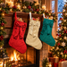 Velvet Christmas Stocking with Lace Bow Holiday Fireplace Hanging Decoration