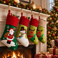 Christmas Stocking Hanging Decoration Santa Snowman Reindeer Holiday Gift Bag