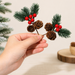Artificial Christmas Pine Branch Pick with Red Berries Mini Holiday Floral Decoration