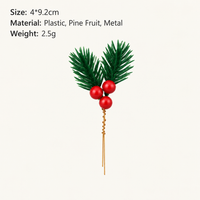 Artificial Christmas Pine Branch Pick with Red Berries Mini Holiday Floral Decoration