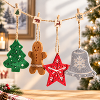 Christmas Felt Hanging Ornament Gingerbread Man Tree Bell Snowflake DIY Decoration