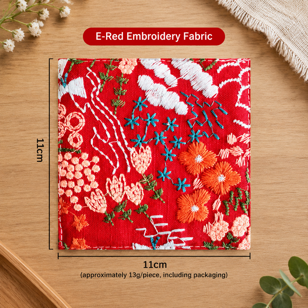 Embroidered Cotton Linen Double Layer Coaster Floral Heat Resistant Drink Mat