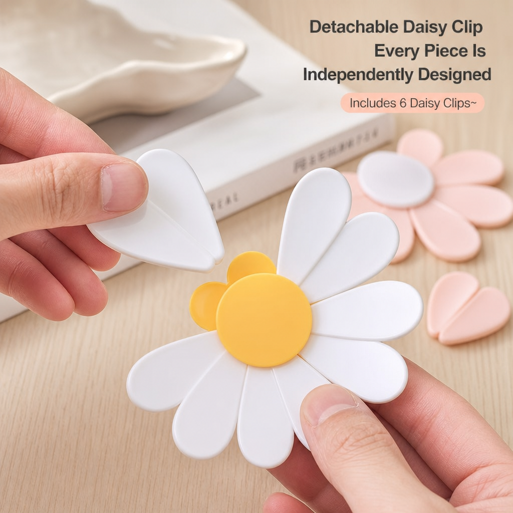 Magnetic Daisy Flower Bag Clips Decorative Food Storage Sealing Clips for Kitchen