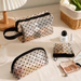 Heart Print Mesh Makeup Bag Large Capacity Portable Cosmetic Organizer Pouch