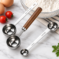 Walnut Wood Handle 304 Stainless Steel Measuring Spoon