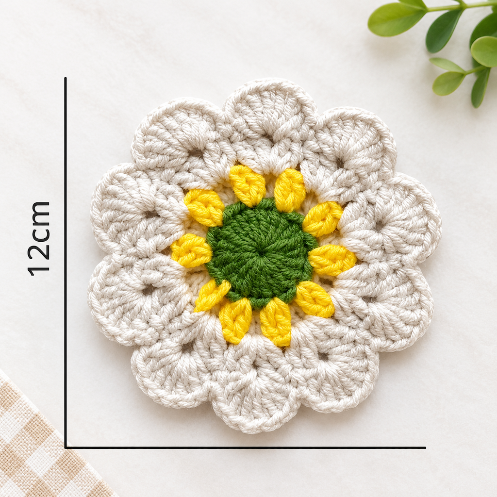 Handmade Crochet Flower Coaster Sunflower Cup Mat