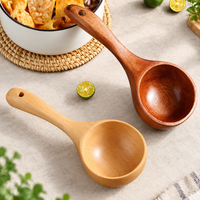 Natural Wooden Soup Ladle Long Handle Kitchen Serving Spoon
