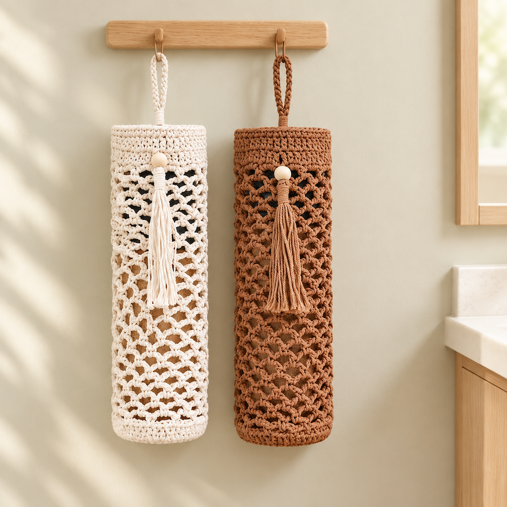 Hanging Mesh Grocery Bag Holder Wall Mounted Kitchen Organizer