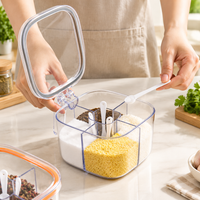 Multi Compartment Clear Seasoning Container with Four Spoons