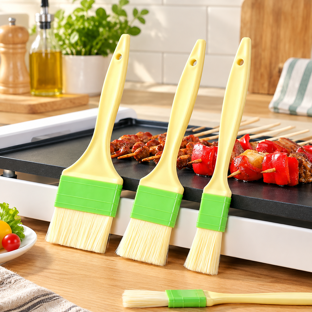 Silicone BBQ Basting Brush Wooden Handle Cooking Oil Brush