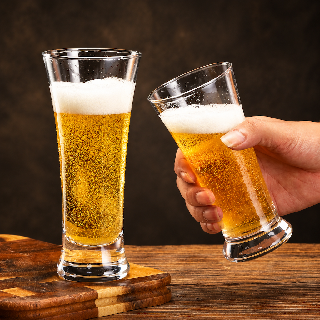 Curved Waist Beer Glass Tall Clear Craft Beer Drinking Cup
