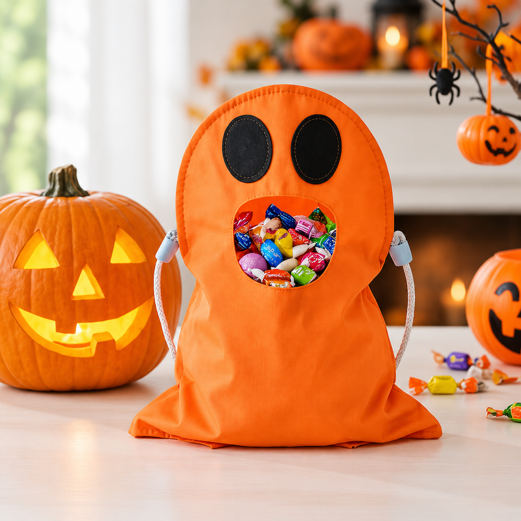 Halloween Ghost Trick or Treat Bag Kids Candy Tote Bag