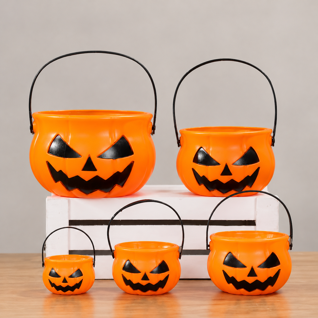 Halloween Pumpkin Candy Bucket Jack O Lantern Treat Pail