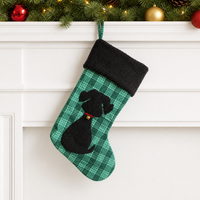 Buffalo Plaid Cat Christmas Stocking with Plush Cuff