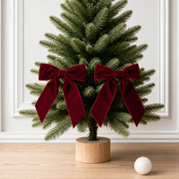Elegant Velvet Christmas Bow Ornament for Tree and Gift Decor