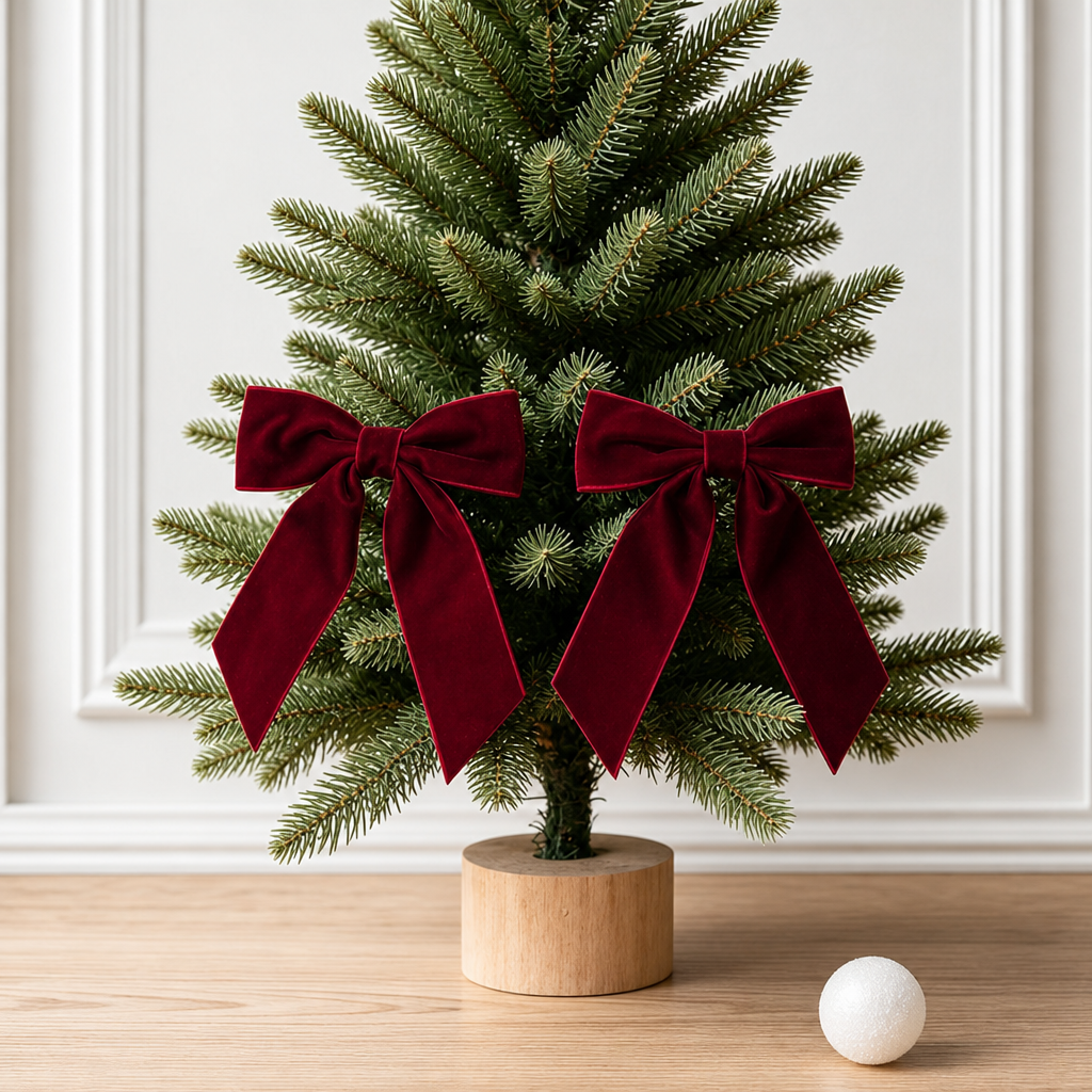 Elegant Velvet Christmas Bow Ornament for Tree and Gift Decor