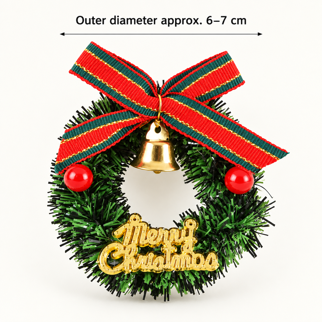 Mini Christmas Wreath Ornament with Bow and Bell
