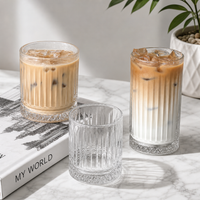 Vintage Ribbed Glass Tumbler for Juice Whiskey and Cocktails