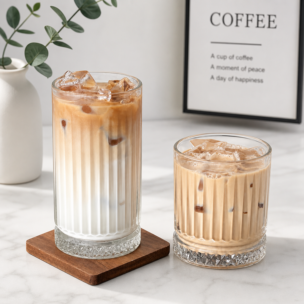 Vintage Ribbed Glass Tumbler for Juice Whiskey and Cocktails