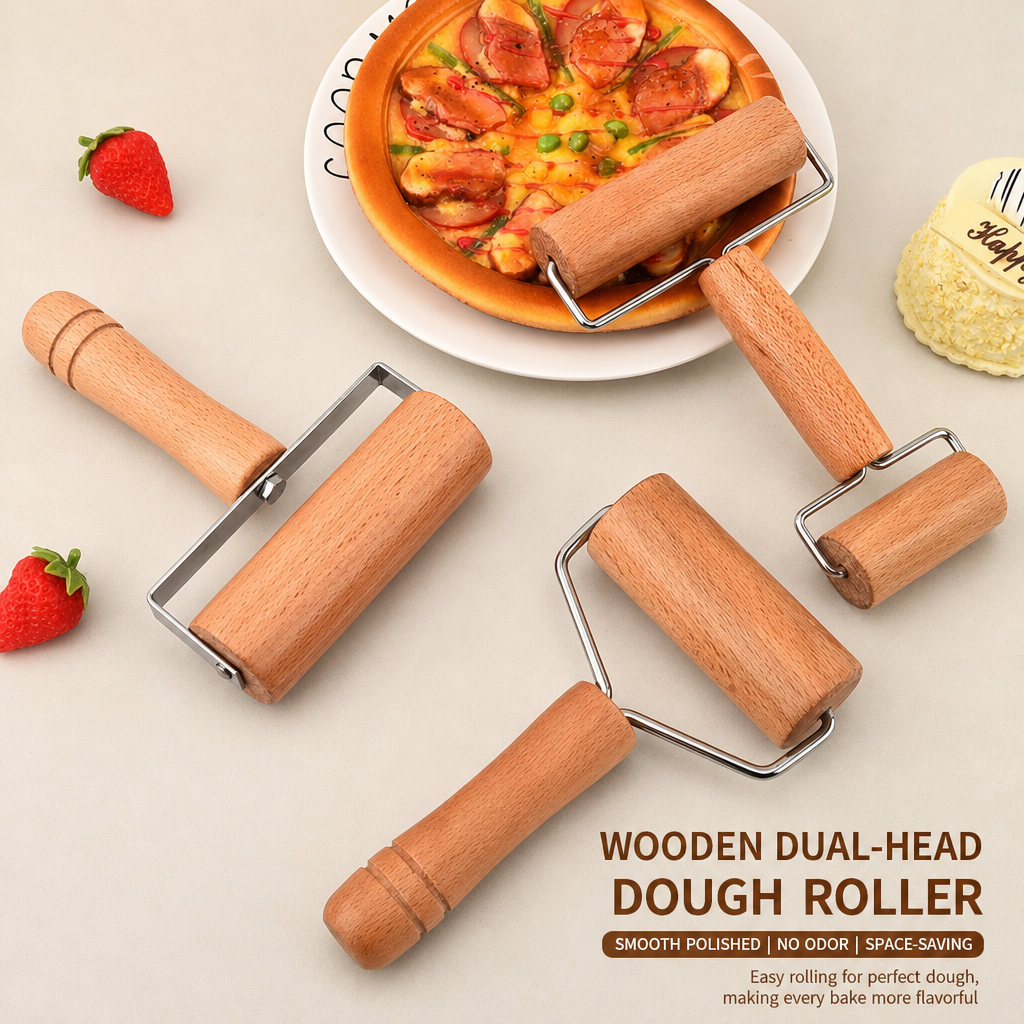 Wooden Handle Double Head Dough Roller for Pizza and Pastry