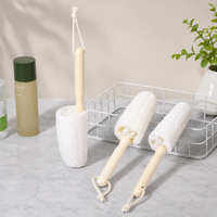 Natural Loofah Bottle Brush with Wooden Handle