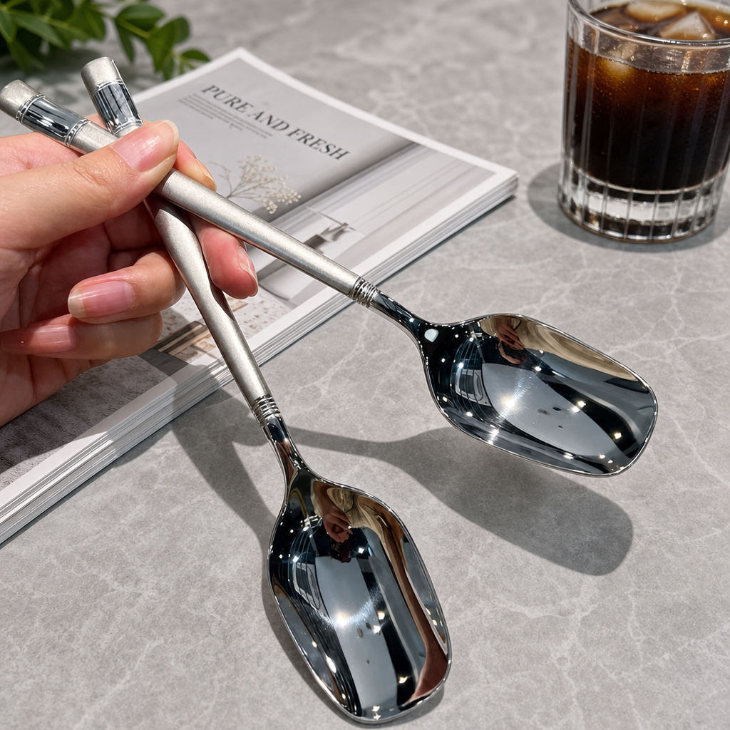 Stainless Steel Square Head Spoon for Rice Soup and Everyday Dining