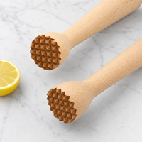 Natural Wooden Ice Crusher Muddler with Textured Head for Kitchen Use