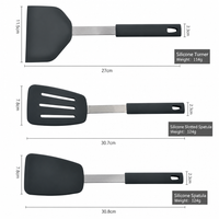 Silicone Kitchen Cooking Spatula with Long Handle for Frying and Stirring