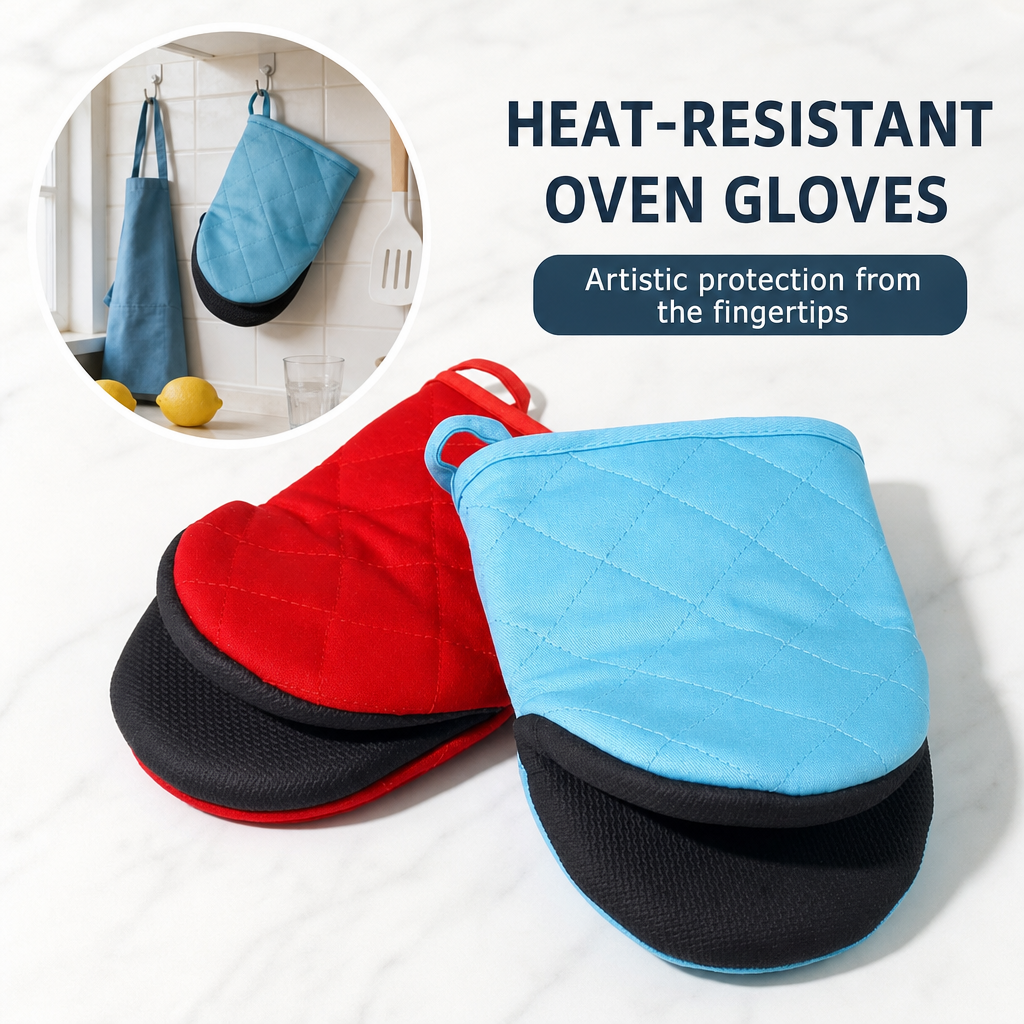 Heat Resistant Non-Slip Oven Mitts Kitchen Cooking Gloves