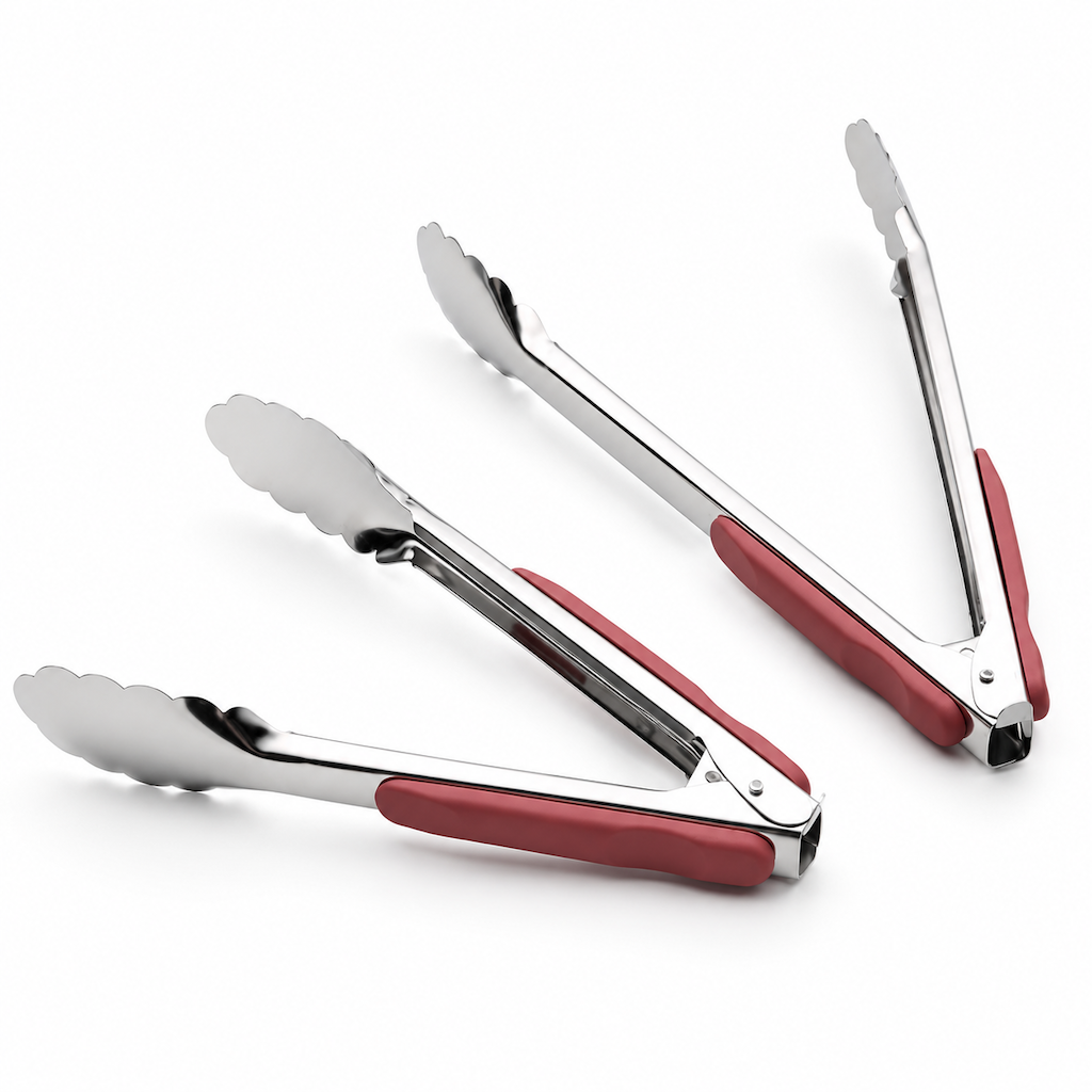 Silicone Tip Kitchen Tongs Stainless Steel BBQ Serving Tongs