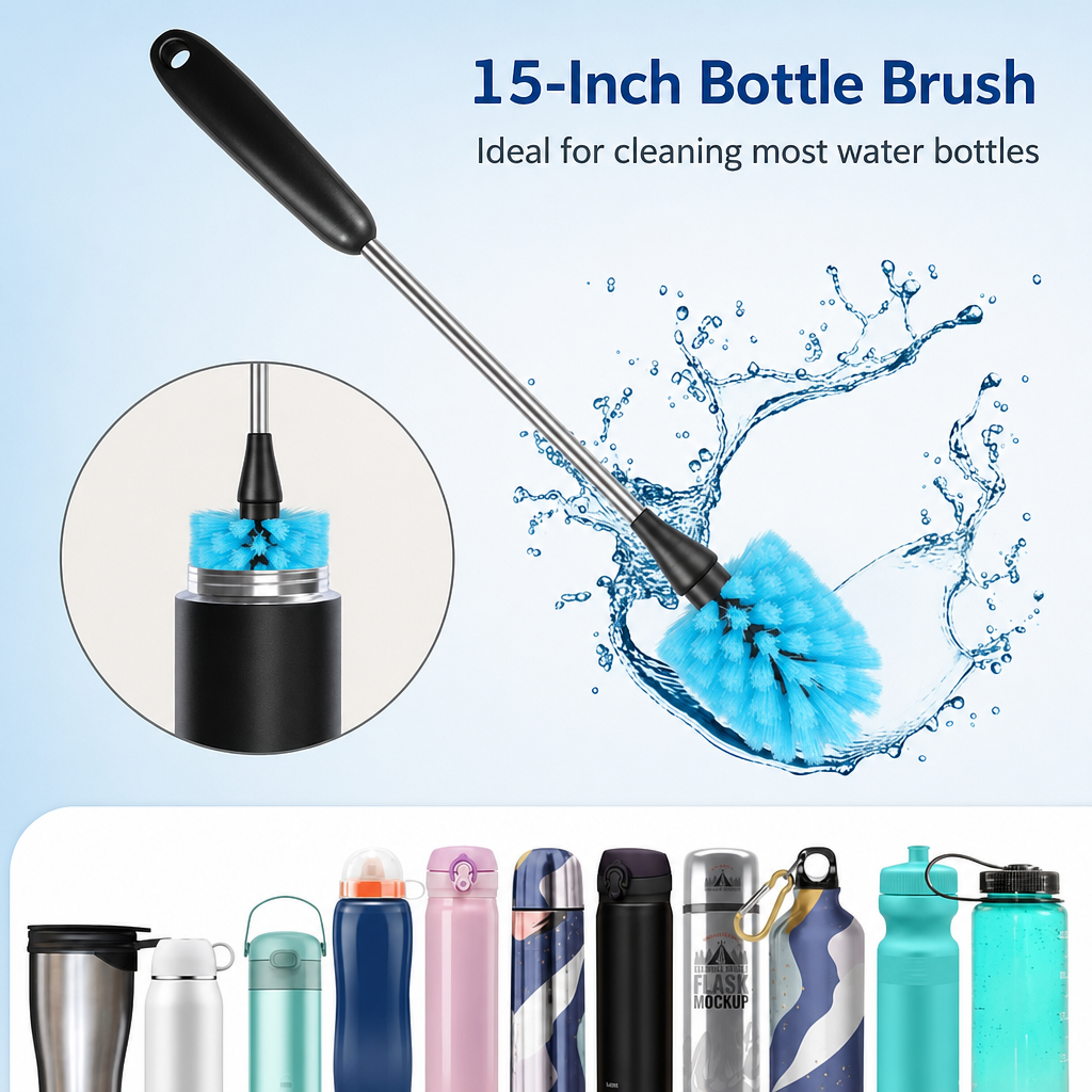 Long Handle Bottle Cleaning Brush Set for Drinkware