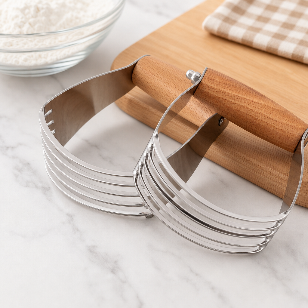 Wood Handle Stainless Steel Pastry Blender Dough Cutter