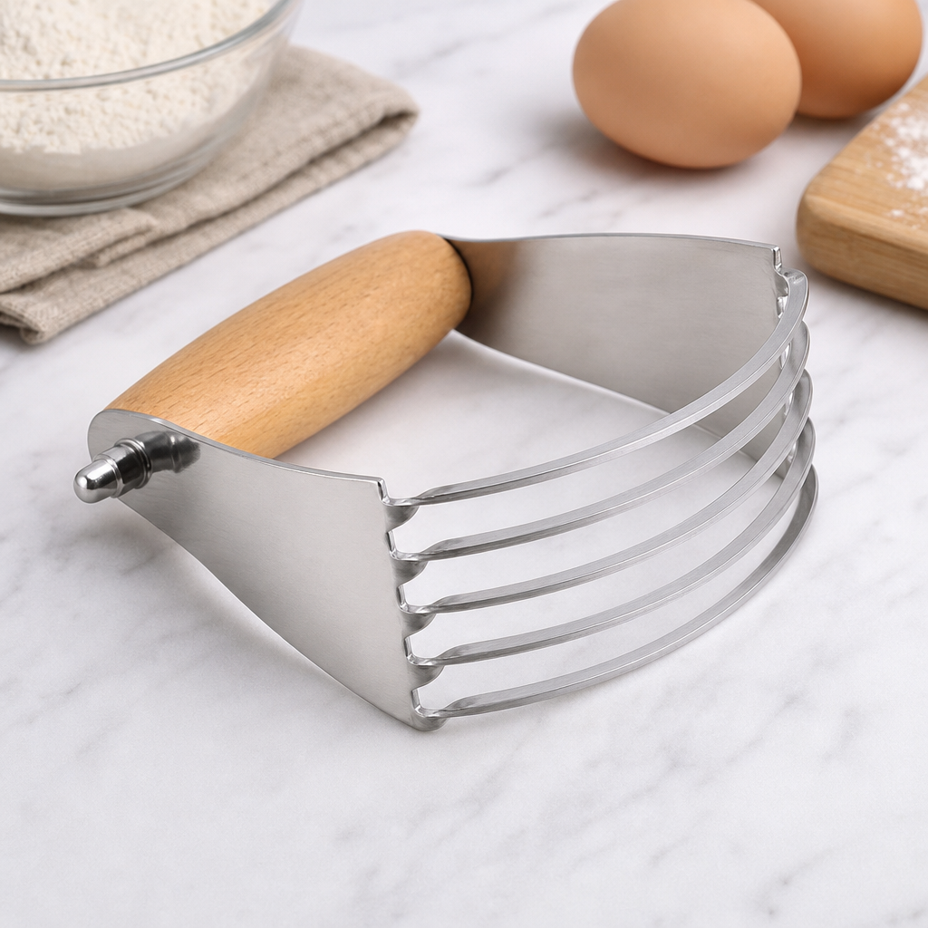 Wood Handle Stainless Steel Pastry Blender Dough Cutter