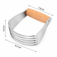 Wood Handle Stainless Steel Pastry Blender Dough Cutter