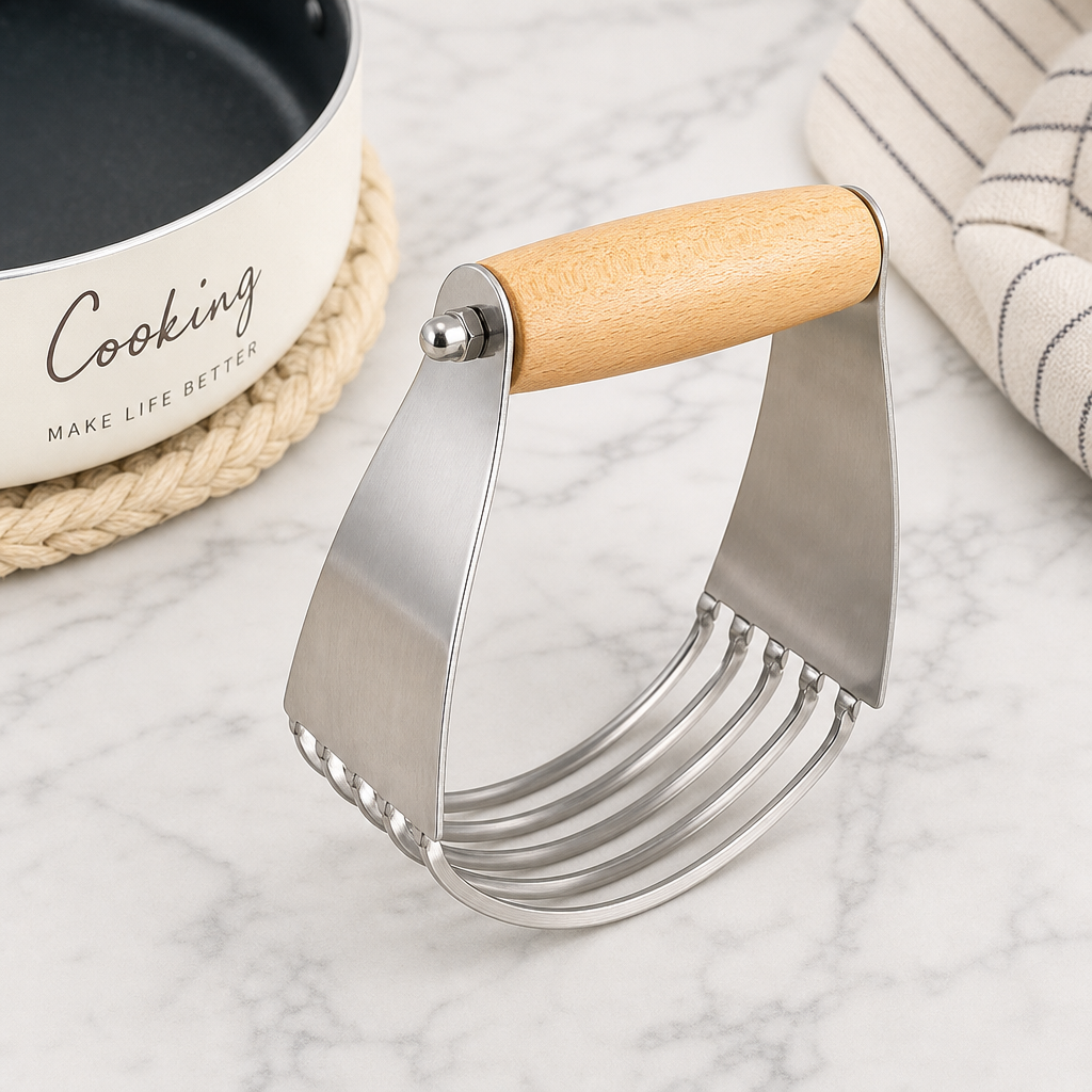 Wood Handle Stainless Steel Pastry Blender Dough Cutter