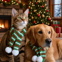 Christmas Knitted Pet Scarf for Cats and Dogs Festive Accessory