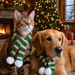 Christmas Knitted Pet Scarf for Cats and Dogs Festive Accessory