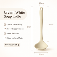Cream White Silicone Cooking Spoon and Spatula Kitchen Tools